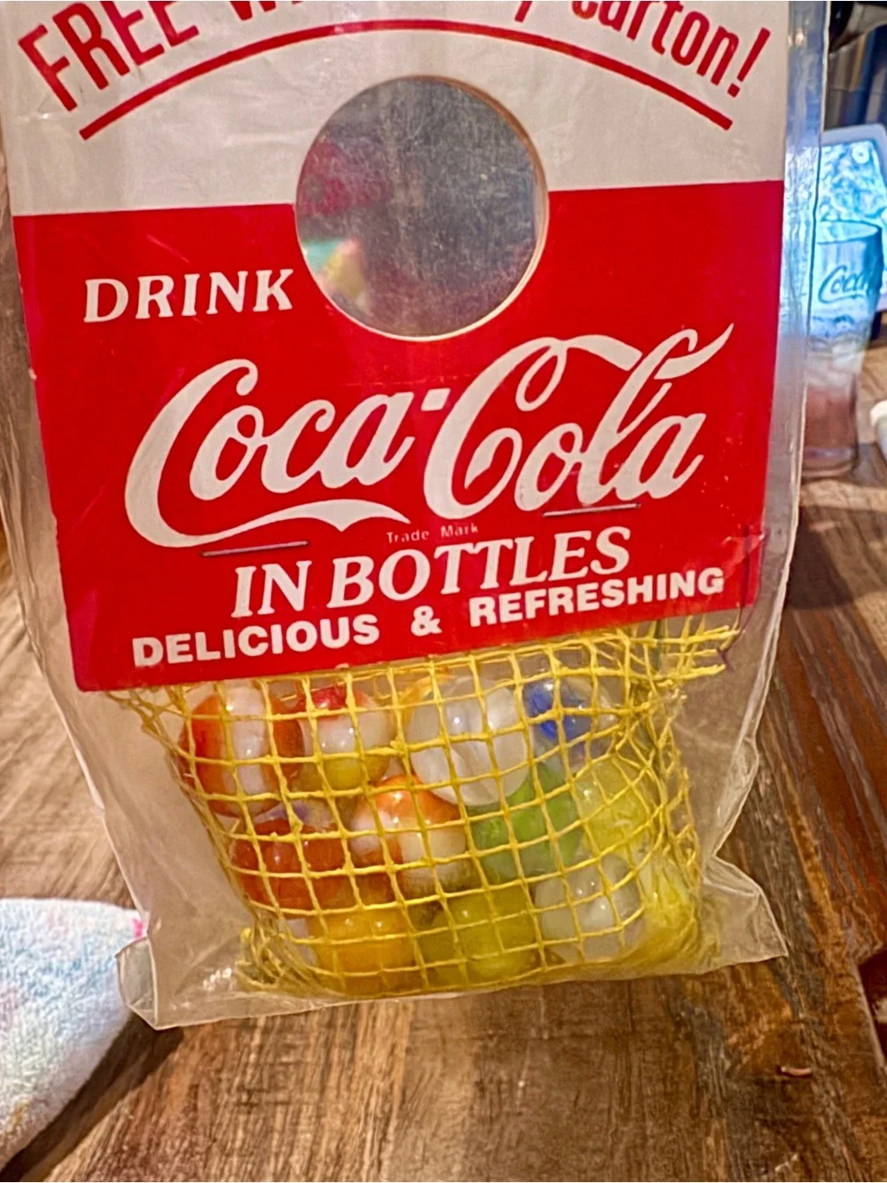 1950’s Coca Cola original Free with every carton bag of marbles Rare in mint